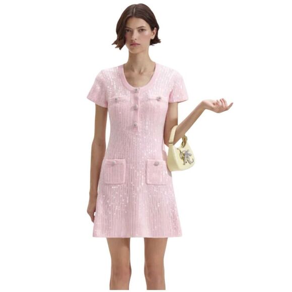 NWT…..Self-Portrait Blush Pink Mini Dress - Picture 2 of 16